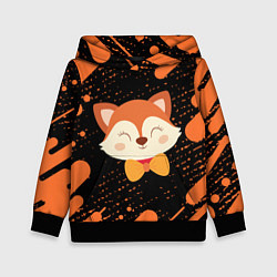 Толстовка-худи детская ЛИСА - В ГАЛСТУКЕ Линии, цвет: 3D-черный
