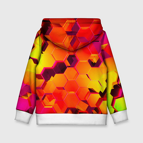 Детская толстовка НЕОНОВЫЕ ГРАДИЕНТНЫЕ 3D гексаэдры / 3D-Белый – фото 2