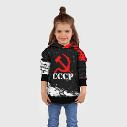 Толстовка-худи детская Ссср - серп и молот - крапинки, цвет: 3D-черный — фото 2