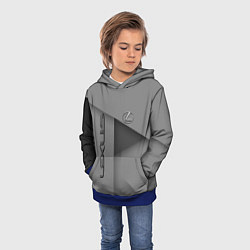 Толстовка-худи детская Lexus - серая абстракция, цвет: 3D-синий — фото 2