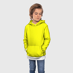 Толстовка-худи детская Однотонный неоновый лимонный желтый тон, цвет: 3D-белый — фото 2