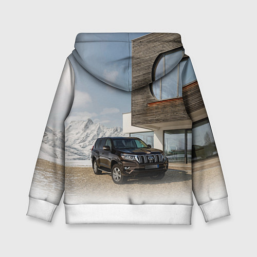 Детская толстовка Тoyota Land Cruiser Prado у горного коттеджа Mount / 3D-Белый – фото 2
