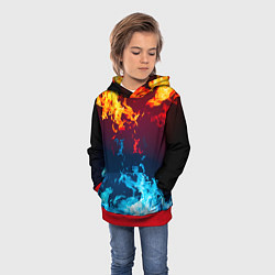 Толстовка-худи детская Лед и Пламя Борьба стихий, цвет: 3D-красный — фото 2