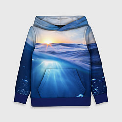 Толстовка-худи детская Грань между небом и водой, цвет: 3D-синий