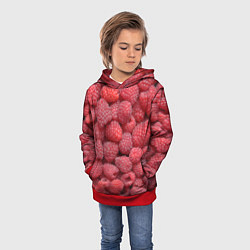 Толстовка-худи детская Малина - ягоды, цвет: 3D-красный — фото 2