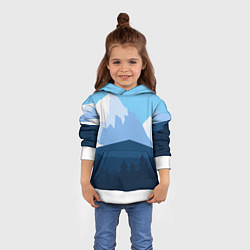 Толстовка-худи детская Горы, лес, канатная дорога, цвет: 3D-белый — фото 2