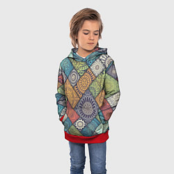 Толстовка-худи детская Мандала орнамент, цвет: 3D-красный — фото 2