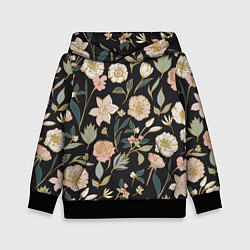 Детская толстовка Цветы Астры На Чёрном Фоне