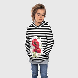 Толстовка-худи детская Red poppies Акварельные цветы, цвет: 3D-меланж — фото 2