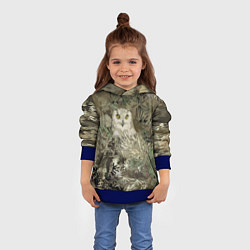 Толстовка-худи детская Сова на абстрактном коричневом фоне, цвет: 3D-синий — фото 2