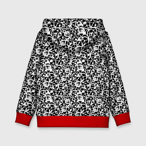 Детская толстовка Черно-белый кружевной ажурный узор / 3D-Красный – фото 2