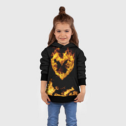 Толстовка-худи детская Fire Heart, цвет: 3D-черный — фото 2