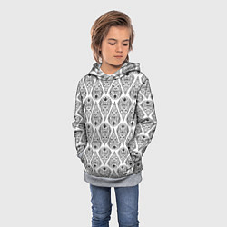 Толстовка-худи детская Черно-белый геометрический узор Арт деко, цвет: 3D-меланж — фото 2