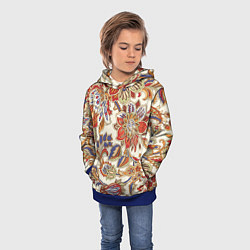 Толстовка-худи детская Цветочный винтажный орнамент, цвет: 3D-синий — фото 2