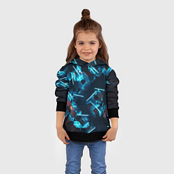 Толстовка-худи детская Неоновые фигуры с лазерами - Голубой, цвет: 3D-черный — фото 2