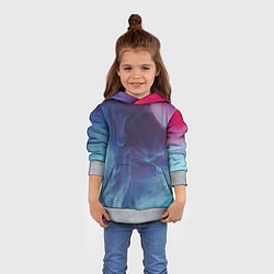 Толстовка-худи детская Неоновый дым - Голубой и розовый, цвет: 3D-меланж — фото 2