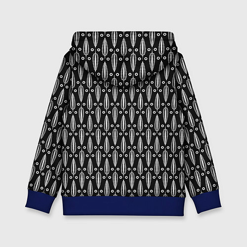 Детская толстовка Черно-белый современный модный узор листья / 3D-Синий – фото 2