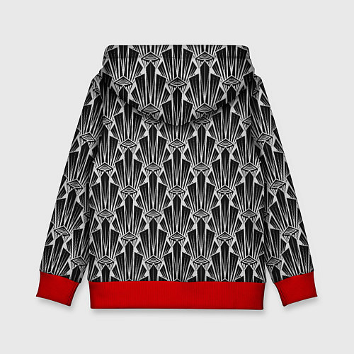 Детская толстовка Черно-белый модный геометрический узор арт деко / 3D-Красный – фото 2