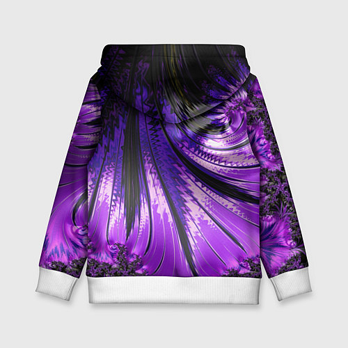 Детская толстовка Неоновый фрактал черный с фиолетовым Абстракция / 3D-Белый – фото 2