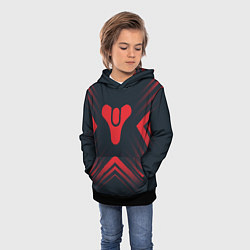 Толстовка-худи детская Красный Символ Destiny на темном фоне со стрелками, цвет: 3D-черный — фото 2