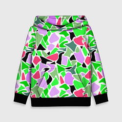 Толстовка-худи детская Abstract pattern green pink spots, цвет: 3D-черный