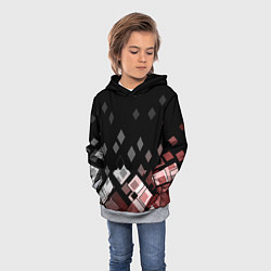 Толстовка-худи детская Geometric pattern черно-коричневый узор Ромбы, цвет: 3D-меланж — фото 2