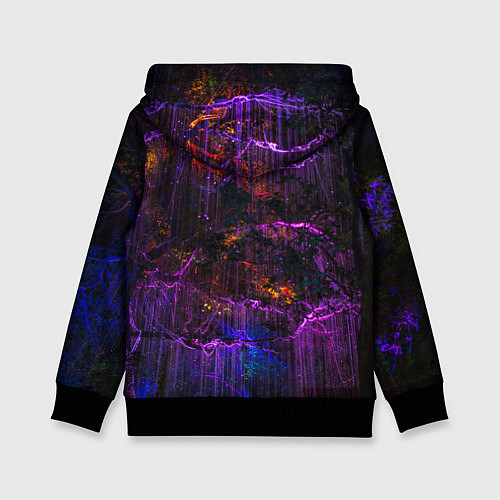 Детская толстовка Неоновые лучи и листья - Фиолетовый / 3D-Черный – фото 2
