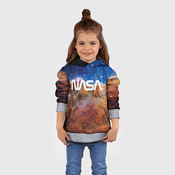 Толстовка-худи детская Лого NASA и Туманность Киля, цвет: 3D-меланж — фото 2