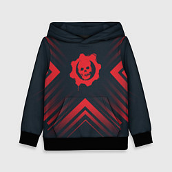 Толстовка-худи детская Красный Символ Gears of War на темном фоне со стре, цвет: 3D-черный