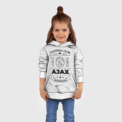 Толстовка-худи детская Ajax Football Club Number 1 Legendary, цвет: 3D-белый — фото 2
