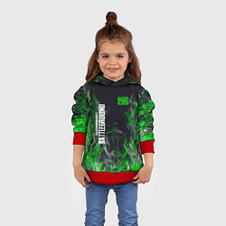 Толстовка-худи детская Pubg - зелёное пламя, цвет: 3D-красный — фото 2