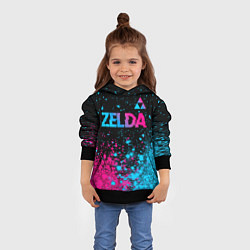 Толстовка-худи детская Zelda Neon Triforce, цвет: 3D-черный — фото 2