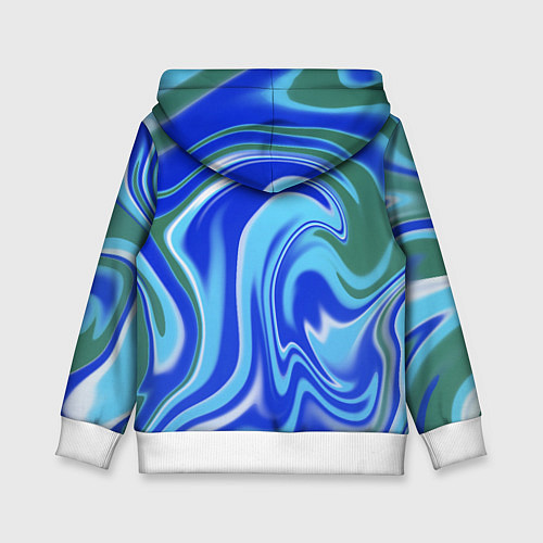 Детская толстовка Тай-дай с синим, зелёным и белым цветом / 3D-Белый – фото 2