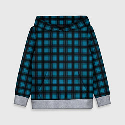 Толстовка-худи детская Black and blue plaid, цвет: 3D-меланж