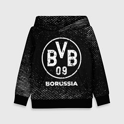 Толстовка-худи детская Borussia с потертостями на темном фоне, цвет: 3D-черный