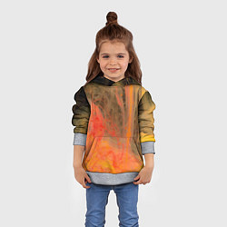 Толстовка-худи детская Абстрактное множество красок - Оранжевый, цвет: 3D-меланж — фото 2