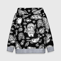 Толстовка-худи детская Пират и его окружение - паттерн, цвет: 3D-меланж