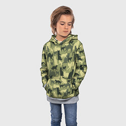 Толстовка-худи детская Кошачий камуфляж в зеленой гамме, цвет: 3D-меланж — фото 2