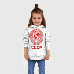 Толстовка-худи детская Герб СССР - Советский союз, цвет: 3D-белый — фото 2