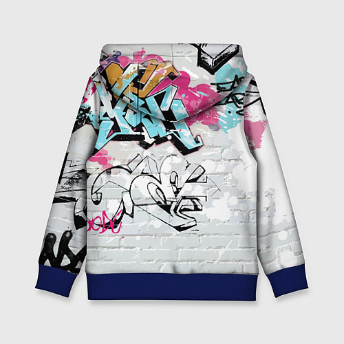 Детская толстовка Барт Симпсон на фоне стены с граффити / 3D-Синий – фото 2
