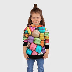 Толстовка-худи детская Цветные Макаруны, цвет: 3D-черный — фото 2