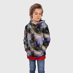 Толстовка-худи детская Полигональный абстрактный: бежевый, коричневый, си, цвет: 3D-красный — фото 2