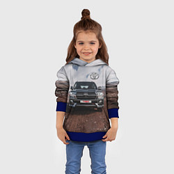 Толстовка-худи детская Toyota Land Cruiser in the mountains, цвет: 3D-синий — фото 2