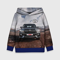 Толстовка-худи детская Toyota Land Cruiser in the mountains, цвет: 3D-синий