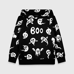 Толстовка-худи детская Приведение Boo Хэллоуин, цвет: 3D-черный