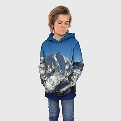 Толстовка-худи детская Канченджанга, Гималаи, 8 586 м, цвет: 3D-синий — фото 2