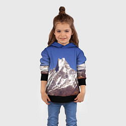 Толстовка-худи детская Мачапучаре, священная гора - дом бога Шивы, закрыт, цвет: 3D-черный — фото 2