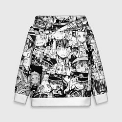 Толстовка-худи детская Туалетный мальчик Ханако кун паттерн, цвет: 3D-белый