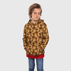 Толстовка-худи детская Резьба по дереву - листочки, цвет: 3D-красный — фото 2