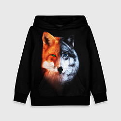 Толстовка-худи детская Волк и Лисица, цвет: 3D-черный